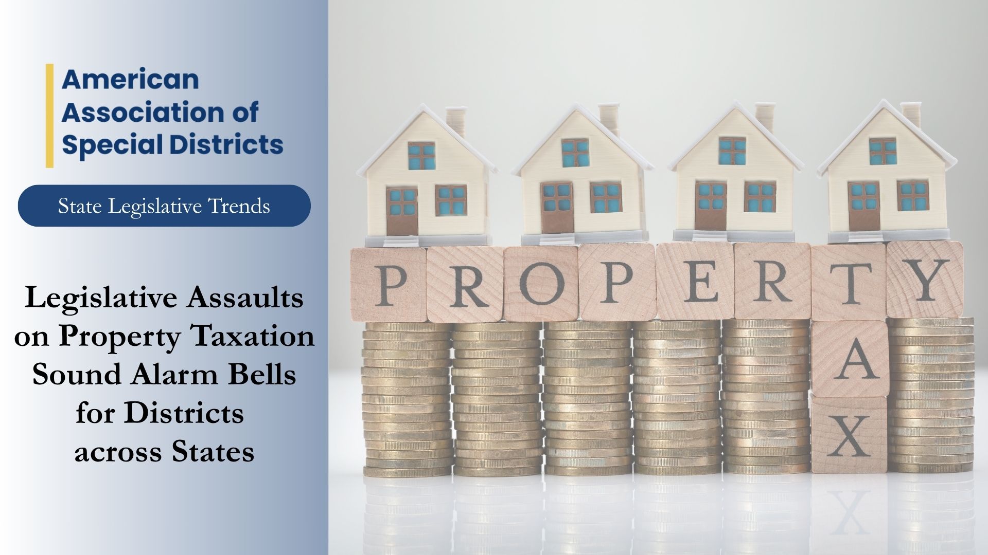 Coins with letter tiles spelling the words Property Tax